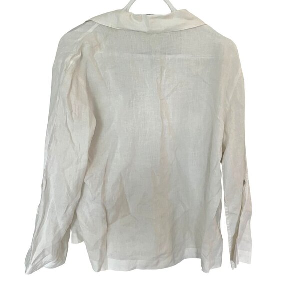 Debra deRoo Womens White Linen Button Down Shirt Size Small - Picture 2 of 7